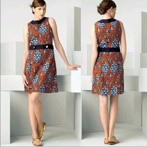 Tory Burch Melanie Dress size 4 navy and orange floral linen